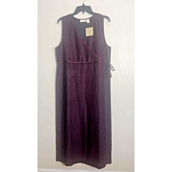 J.Jill Faux Wrap‎ Maxi Dress Womens M Berry Melange Plum Wool Acrylic Blend NWT - Picture 1 of 11